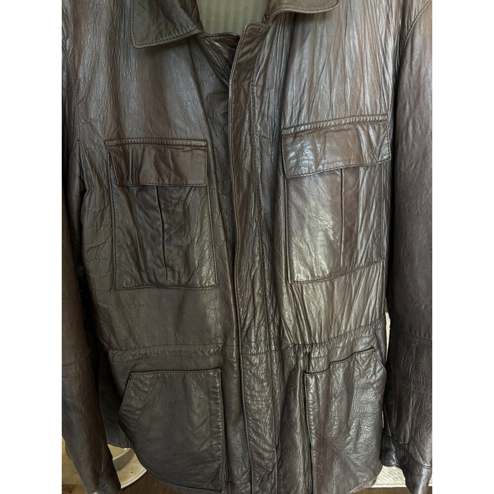 VINTAGE Cortefiel de Espana-Brown Leather Jacket Bomber 44